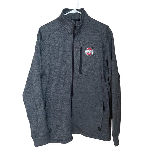 Ohio State Buckeyes Mens Full Zip Jacket Size Large Gray Black Textured - Picture 2 of 10